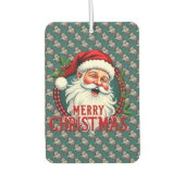ヴィンテージサンタ メリークリスマス イラストパターン カーエアーフレッシュナー (正面)