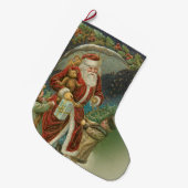 ヴィンテージサンタ ラージクリスマスストッキング (正面 (吊り時))
