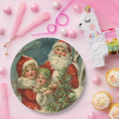 ヴィンテージサンタ、子どもたち、クリスマスツリー ペーパープレート (パーティー)