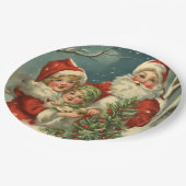 ヴィンテージサンタ、子どもたち、クリスマスツリー ペーパープレート (アングル)
