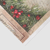 ヴィンテージサンタ、子ども、松とホリーデクページ 薄葉紙 (詳細)