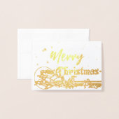 ヴィンテージサンタ&小人メリークリスマス 箔カード (封筒付き正面)