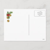 ヴィンテージサンタ、松のリース、ホリークリスマス シーズンポストカード (裏面)