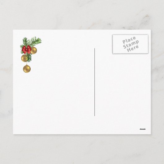 ヴィンテージサンタ、松のリース、ホリークリスマス シーズンポストカード (裏面)