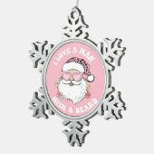 ヴィンテージサンタIはヒゲのピンクのクリスマスを持つ男性が大好き スノーフレークピューターオーナメント (右)