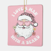 ヴィンテージサンタIはヒゲのピンクのクリスマスを持つ男性が大好き セラミックオーナメント (左)