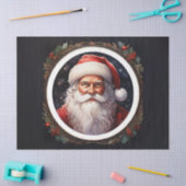 ヴィンテージサンタinラウンドフレームデカップクラフト紙 薄葉紙 (クラフト)
