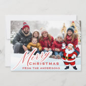 ヴィンテージサンタin雪メリークリスマスカスタム写真 シーズンカード (正面)