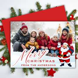 ヴィンテージサンタin雪メリークリスマスカスタム写真 シーズンカード