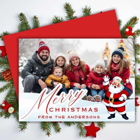 ヴィンテージサンタin雪メリークリスマスカスタム写真 シーズンカード