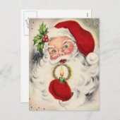 ヴィンテージサンタw/candle シーズンポストカード (正面/裏面)
