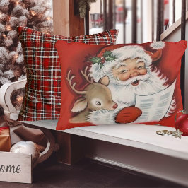 ヴィンテージサンタwithベビールドルフレトロクリスマス アクセントクッション