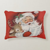 ヴィンテージサンタwithベビールドルフレトロクリスマス アクセントクッション (正面)