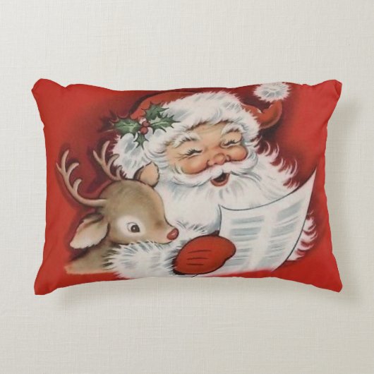 ヴィンテージサンタwithベビールドルフレトロクリスマス アクセントクッション (正面)