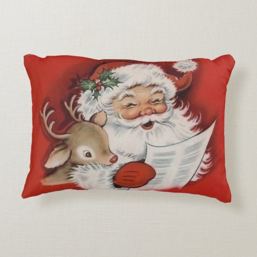 ヴィンテージサンタwithベビールドルフレトロクリスマス アクセントクッション (裏面)