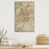 ヴィンテージサンティアゴ・デ・コンポステラの地図（1913年） ポスター (キッチン)