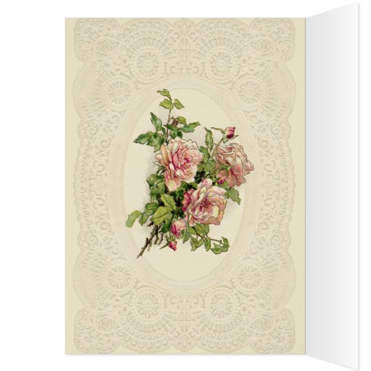 ヴィンテージサンテリーズ宗教的なピンクのバラ (内側 (左))