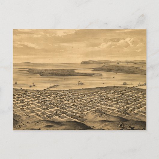 ヴィンテージサンディエゴの地図(1876) ポストカード (正面)