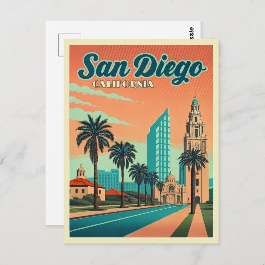 ヴィンテージサンディエゴカリフォルニアサンセット ポストカード (正面/裏面)