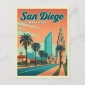 ヴィンテージサンディエゴカリフォルニアサンセット ポストカード (正面)