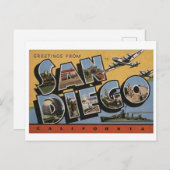 ヴィンテージサンディエゴカリフォルニアビッグレター ポストカード (正面/裏面)