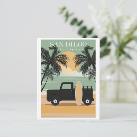 ヴィンテージサンディエゴカリフォルニアビーチトラベル ポストカード (スタンド正面)