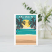 ヴィンテージサンディエゴカリフォルニアビーチ海旅行 ポストカード (スタンド正面)