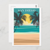 ヴィンテージサンディエゴカリフォルニアビーチ海旅行 ポストカード (正面/裏面)