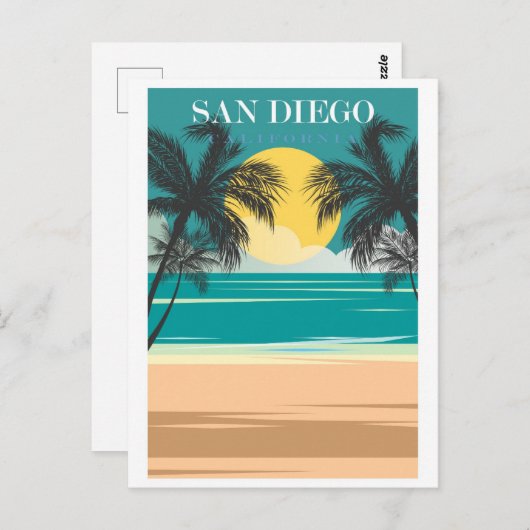 ヴィンテージサンディエゴカリフォルニアビーチ海旅行 ポストカード (正面/裏面)
