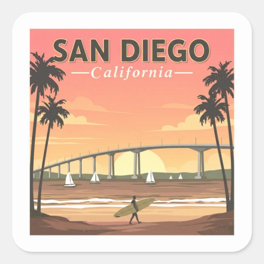 ヴィンテージサンディエゴカリフォルニア スクエアシール (正面)