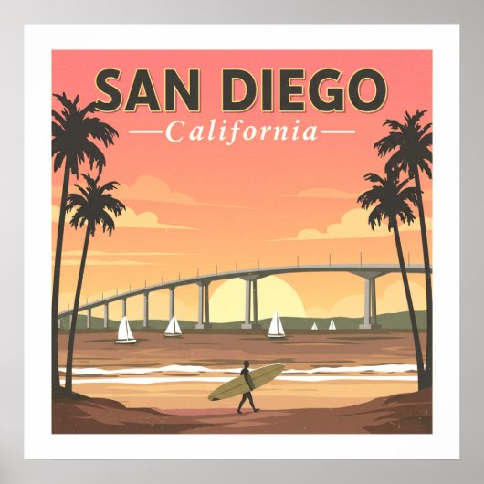 ヴィンテージサンディエゴカリフォルニア ポスター (正面)
