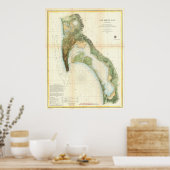 ヴィンテージサンディエゴ湾の地図(1857) ポスター (キッチン)