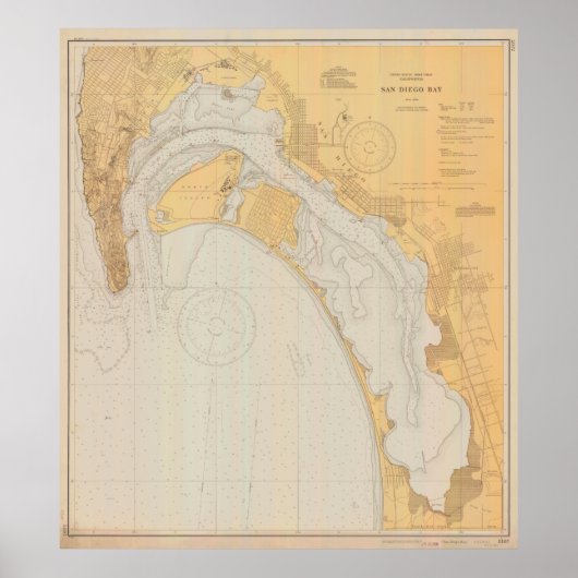 ヴィンテージサンディエゴCAの地図(1935) ポスター (正面)