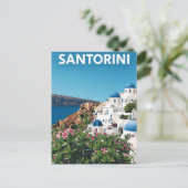 ヴィンテージサントリーニギリシャ旅行ポスター ポストカード (スタンド正面)
