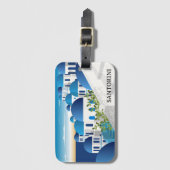 ヴィンテージサントリーニグリークブルーホワイト ラゲッジタグ (正面縦)