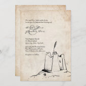 ヴィンテージサンドキャッスル結婚式招待状 招待状 (正面/裏面)