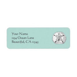 ヴィンテージサンドドルオンアクアシーセルビーチアドレス ラベル