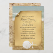 ヴィンテージサンドドル&スターフィッシュビーチブライダルシャワー 招待状 (正面/裏面)