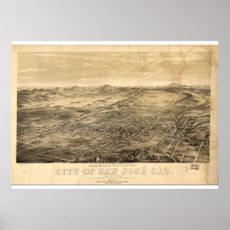 ヴィンテージサンノゼの地図， 1869 ポスター