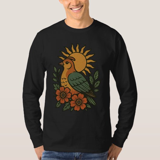 ヴィンテージサンバード フラワーアート Tシャツ (正面)