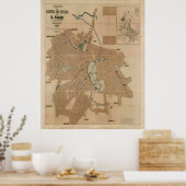 ヴィンテージサンパウロの地図(1890年) ポスター (キッチン)