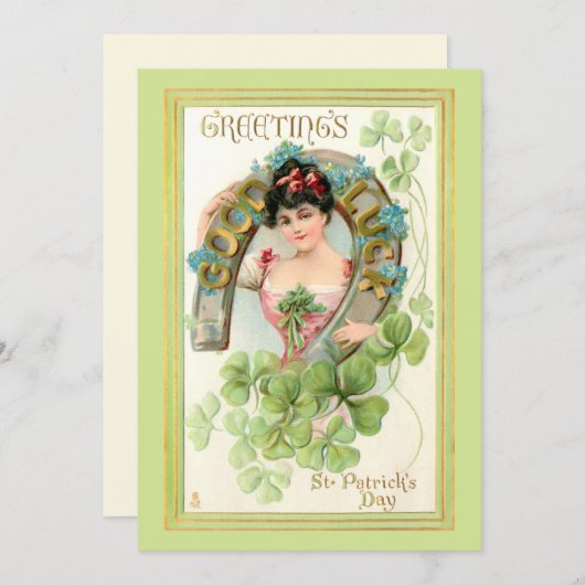 ヴィンテージサンパトリックの日ラッシーと馬蹄付き シーズンカード (正面/裏面)