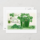 ヴィンテージサンパトリックスの日の挨拶 ポストカード (正面/裏面)