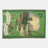 ヴィンテージサンパトリックスデイグリーティングシャームロックキャッスル キッチンタオル (横)