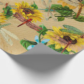 ヴィンテージサンフラワーとトンボ ラッピングペーパー (角)