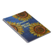 ヴィンテージサンフラワーアートネイビーブルー名前をカスタムするレシピ ノートブック (右側)