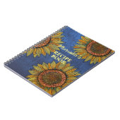 ヴィンテージサンフラワーアートネイビーブルー名前をカスタムするレシピ ノートブック (左側)