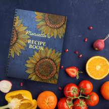 ヴィンテージサンフラワーアートネイビーブルー名前をカスタムするレシピ