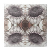 ヴィンテージサンフラワーアールヌーボーセピアブラウンフローラ タイル (正面)