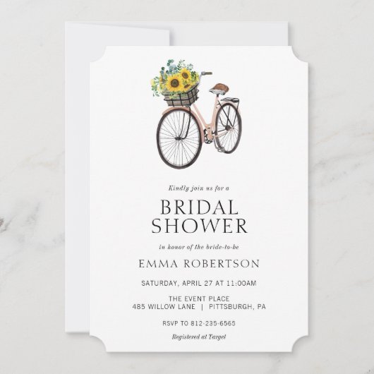 ヴィンテージサンフラワーバスケットブライダルシャワー 招待状 (正面)